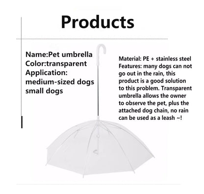 2025 New Pet Umbrella Leash Rainproof Snowproof Dog Umbrella Leash for Small Dogs Adjustable Doggy Umbrella