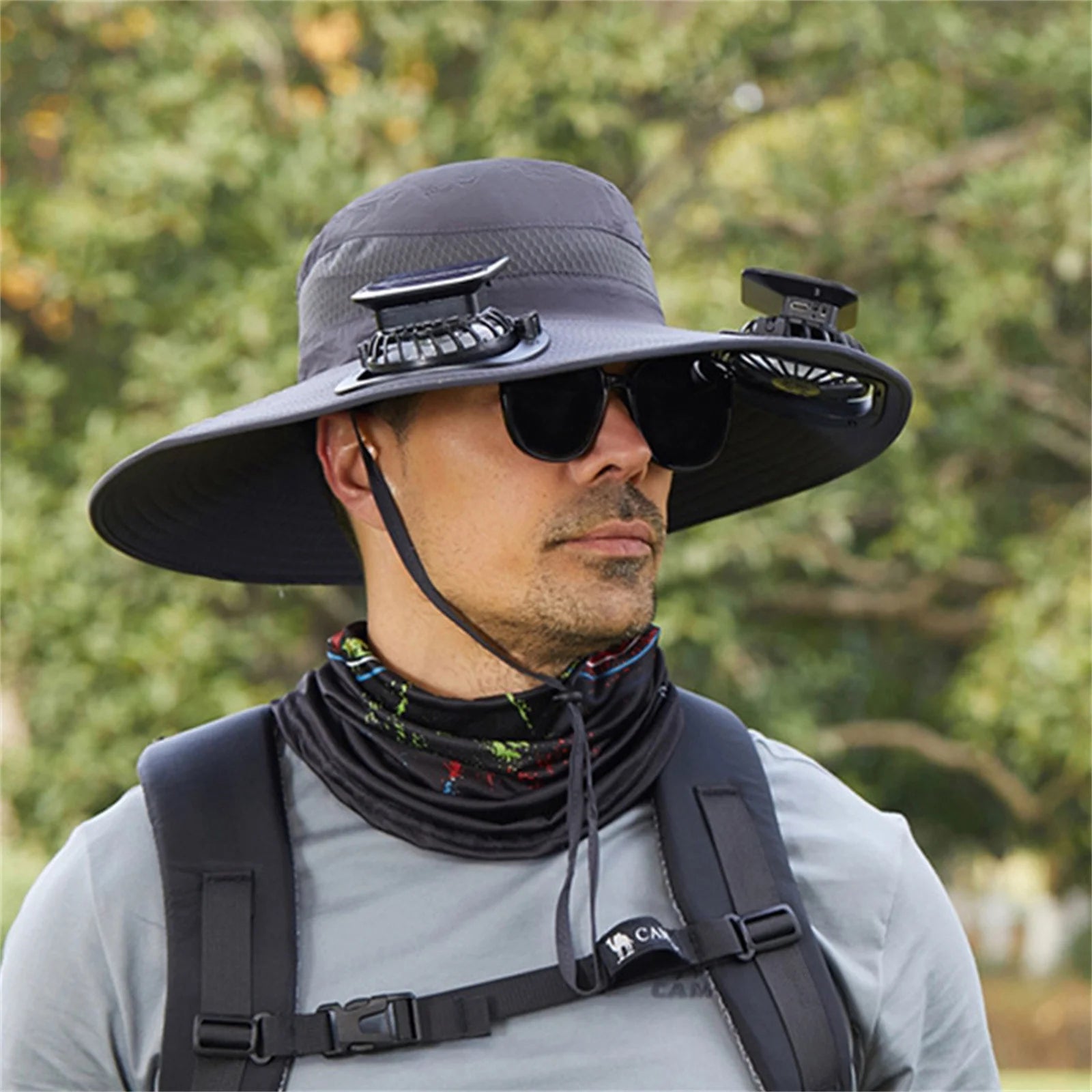 Solar Fan Hat,Solar Powered Fan Hat,Wide Brim Solar Fan Hat Outdoor Wide Brim Sun Hat Solar Panel Fan Hat Solar Hat with Built in Fan with 2 Solar Fan Fishing Hat for Men - Removable & Usb Charging