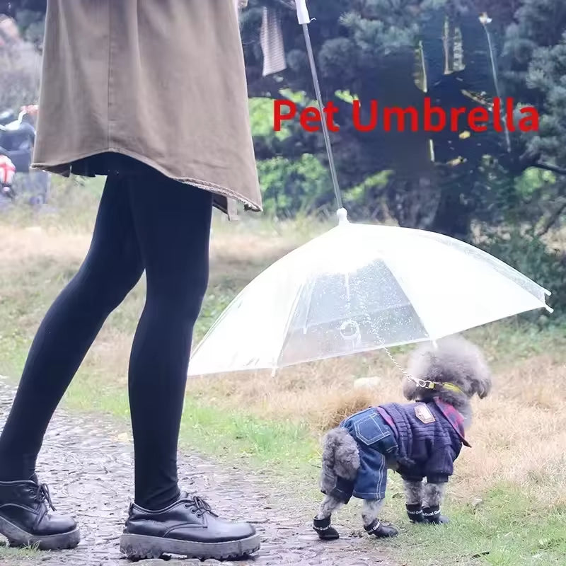 2025 New Pet Umbrella Leash Rainproof Snowproof Dog Umbrella Leash for Small Dogs Adjustable Doggy Umbrella