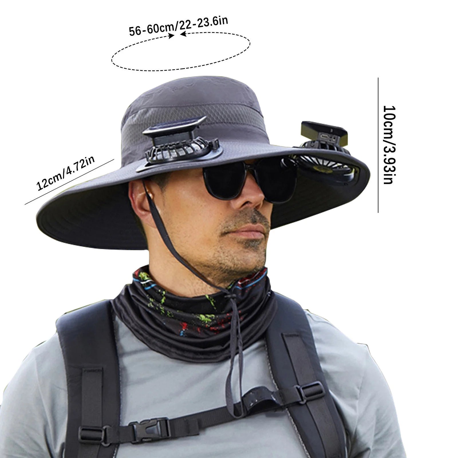 Solar Fan Hat,Solar Powered Fan Hat,Wide Brim Solar Fan Hat Outdoor Wide Brim Sun Hat Solar Panel Fan Hat Solar Hat with Built in Fan with 2 Solar Fan Fishing Hat for Men - Removable & Usb Charging