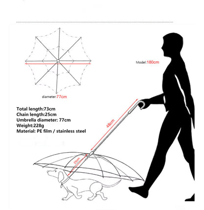 2025 New Pet Umbrella Leash Rainproof Snowproof Dog Umbrella Leash for Small Dogs Adjustable Doggy Umbrella