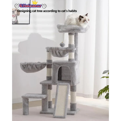 Cat Tree, Cat Tower with Condo, 2 Baskets, Large Platform, Scratch Board, Cat Scratching Posts for Indoor Cats